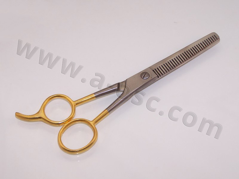 Thinning Scissors w/ gold handle - Double Sided Blade