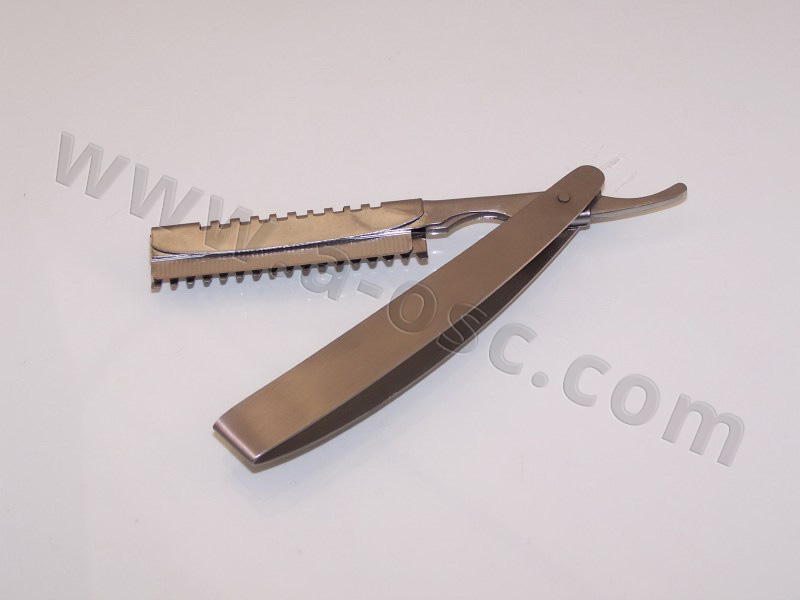 Barber Razor Stainless Steel Handle With Feather Style Cut Blade